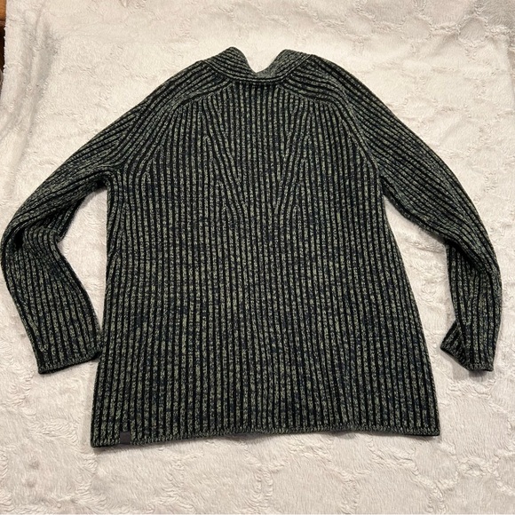 Lululemon Olive & Black Heavy Cotton-Wool-Cashmere-Blend Sweater Cardigan Wrap - Picture 7 of 12